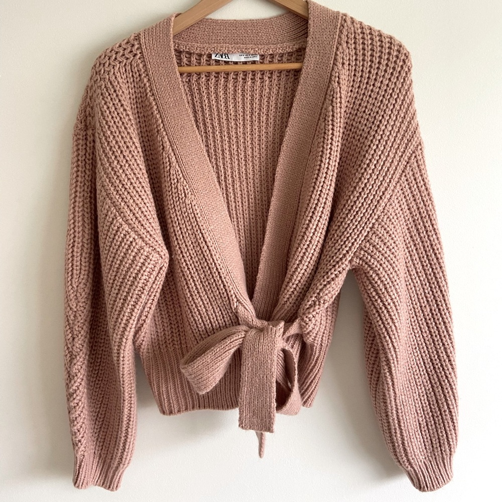 Zara, Purl Knit wrap around sweater